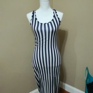 Blue&White Striped Maxi Dress